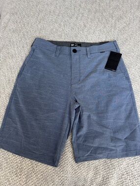 Hurley Men's Heathered Blue Flat-Front Hybrid Shorts Trunks 30 NWT